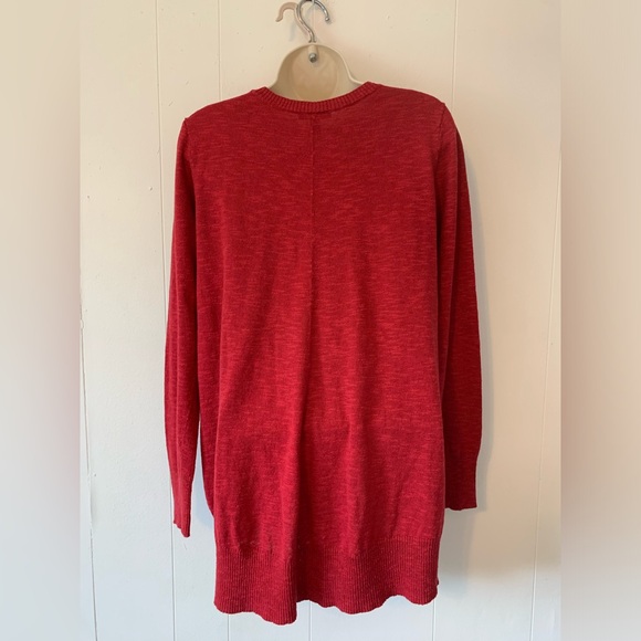 Eileen Fisher Red High Low Organic Linen and Organic Cotton Sweater SP PETITE - Picture 3 of 5